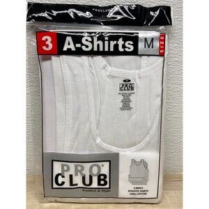 Pro Club Men A-Shirt Tank Top Lot Of 3  White Size:M New
